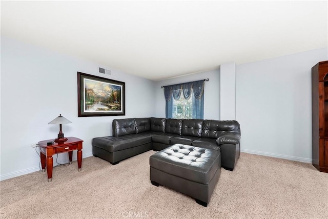 living room with light carpet