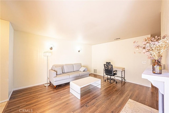 living room featuring wood-type flooring