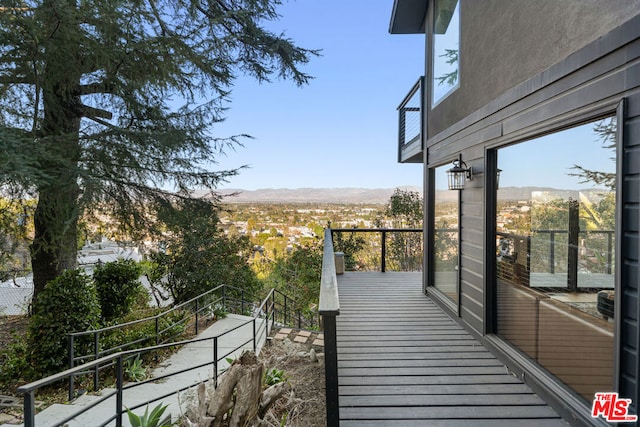 balcony with a mountain view