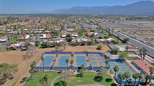 drone / aerial view with a mountain view