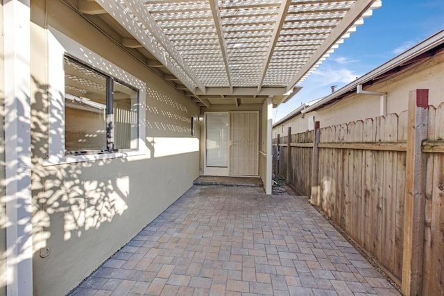 view of patio / terrace featuring a pergola