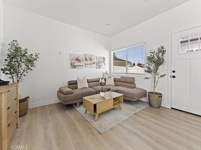 living room with light hardwood / wood-style flooring