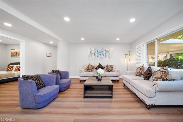 living room featuring light wood-type flooring