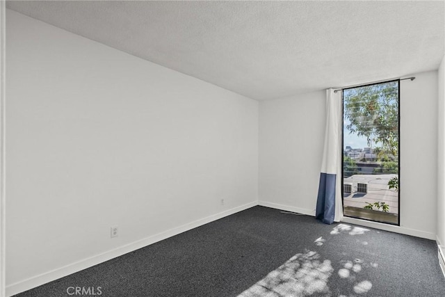 carpeted empty room with a textured ceiling