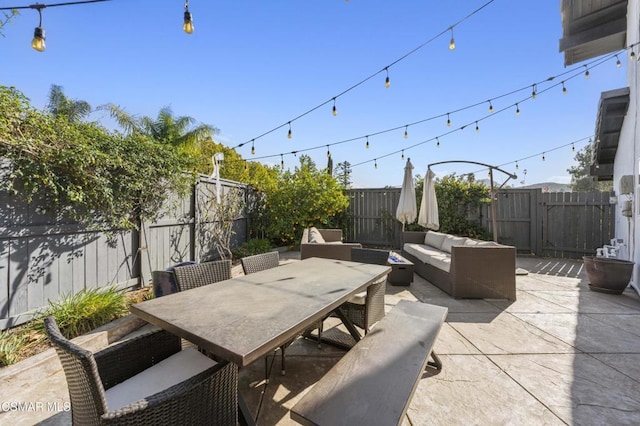 view of patio featuring an outdoor living space