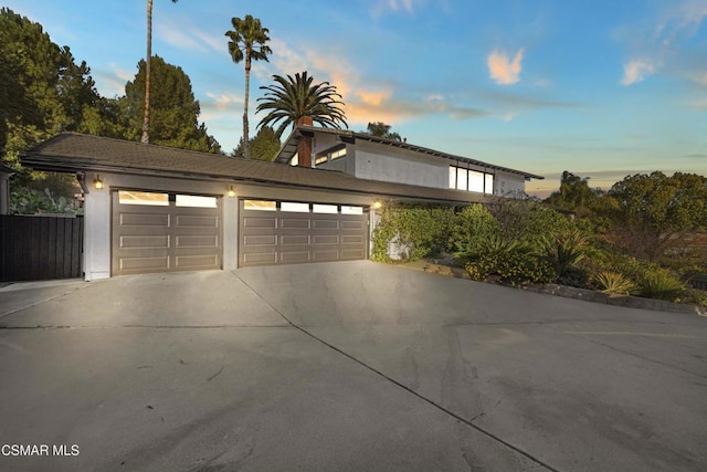 exterior space featuring a garage