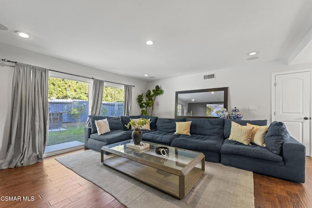 living room with wood-type flooring