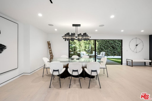 dining room with light wood-type flooring