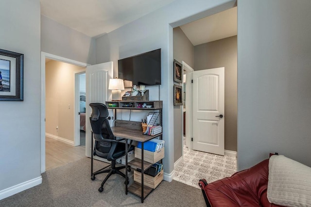 office with light colored carpet