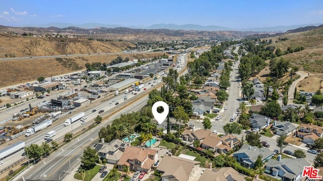 aerial view with a mountain view