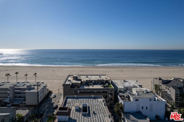 property view of water featuring a beach view