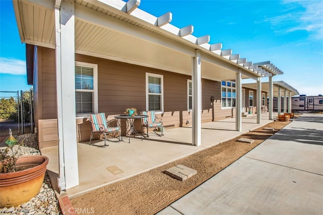 view of patio / terrace featuring a pergola