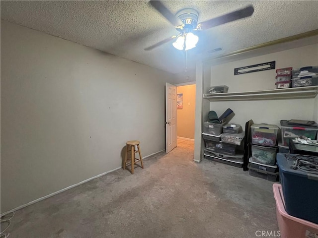 storage room featuring ceiling fan