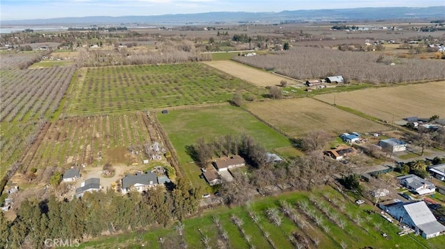 birds eye view of property featuring a rural view