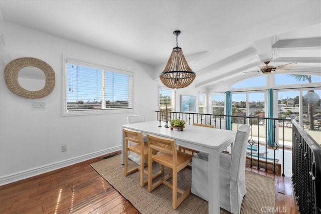 1612 Speyer Ln, Redondo Beach, CA 90278 - dining room with hardwood / wood-style flooring, a chandelier, and ceiling fan