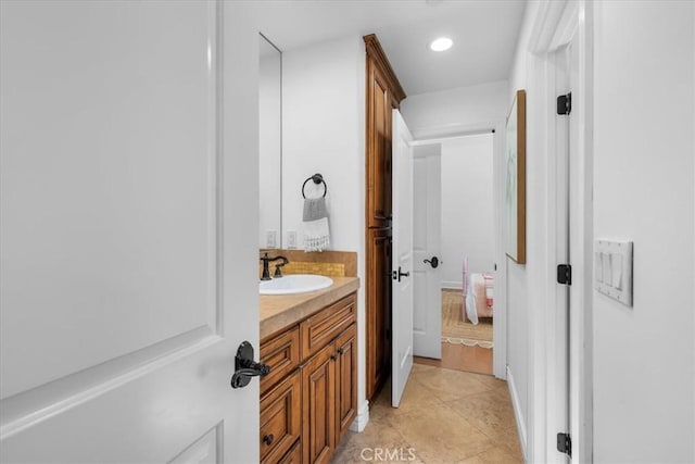 1612 Speyer Ln, Redondo Beach, CA 90278 - bathroom featuring vanity, recessed lighting, and tile patterned flooring
