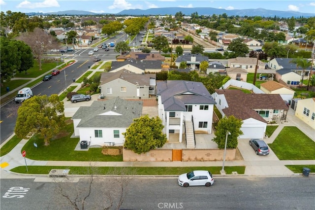 aerial view with a mountain view