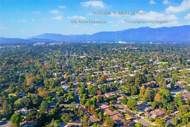 aerial view featuring a mountain view