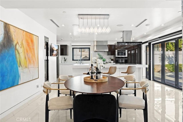 dining room with sink