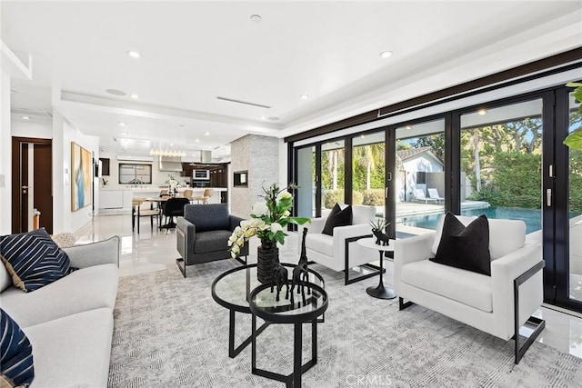 living room featuring french doors