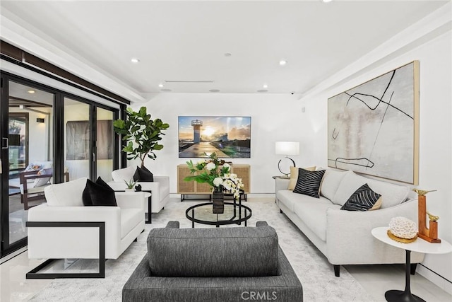 living room featuring french doors