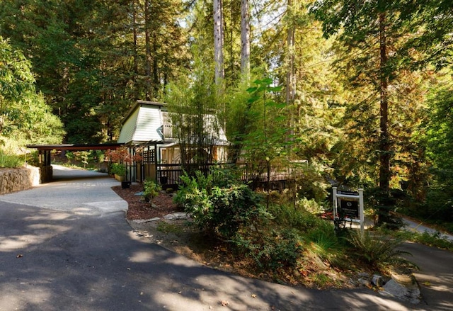 exterior space featuring a carport