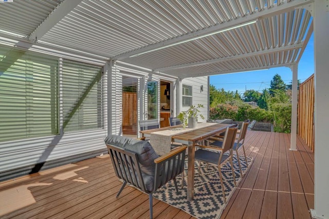 wooden terrace featuring a pergola