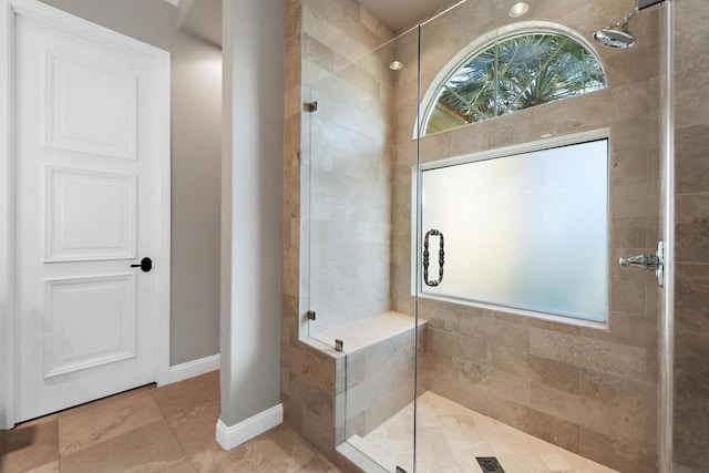 bathroom featuring walk in shower