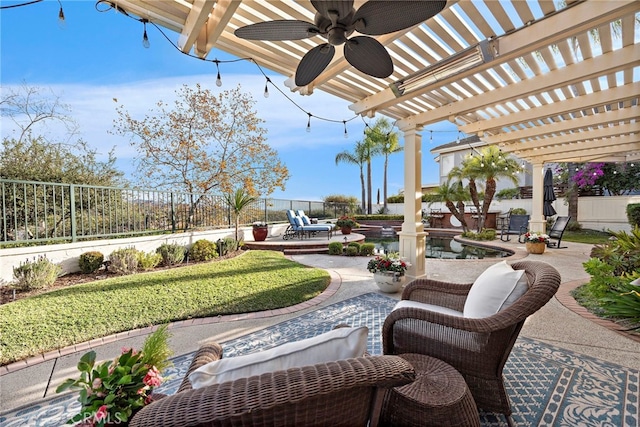 view of patio / terrace featuring a pergola