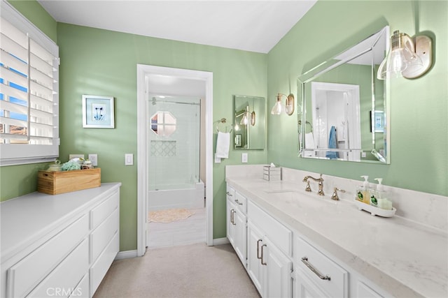 bathroom featuring vanity and shower / bath combination