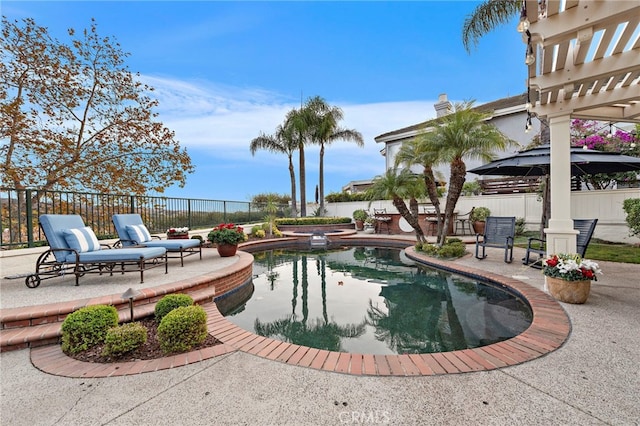 view of swimming pool with a patio