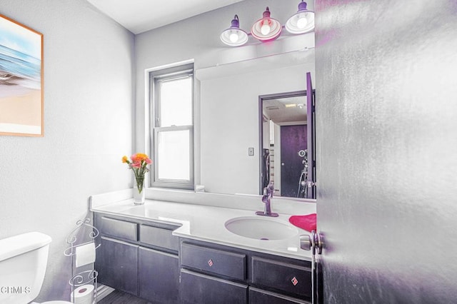 bathroom featuring vanity and toilet