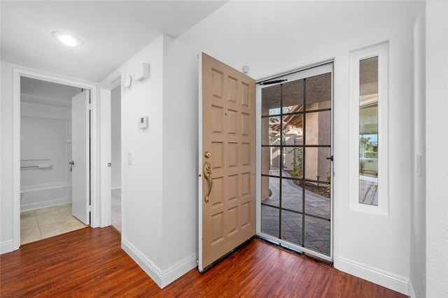 entrance foyer with wood-type flooring