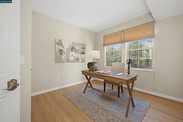 office space featuring light wood-type flooring