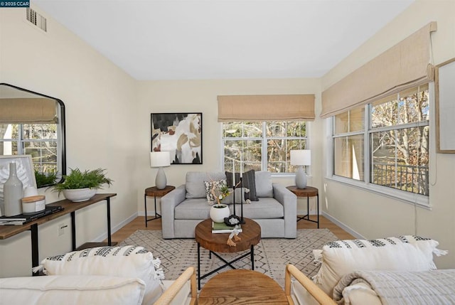 living room with light wood-type flooring