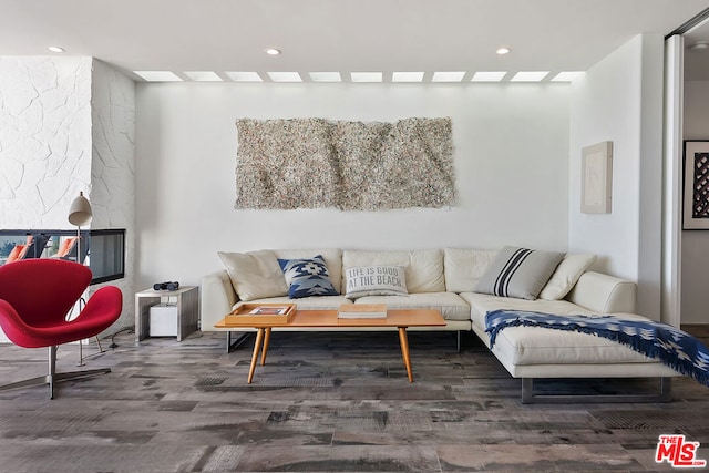 living room with wood-type flooring