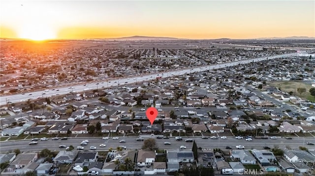 aerial view with a residential view and a mountain view