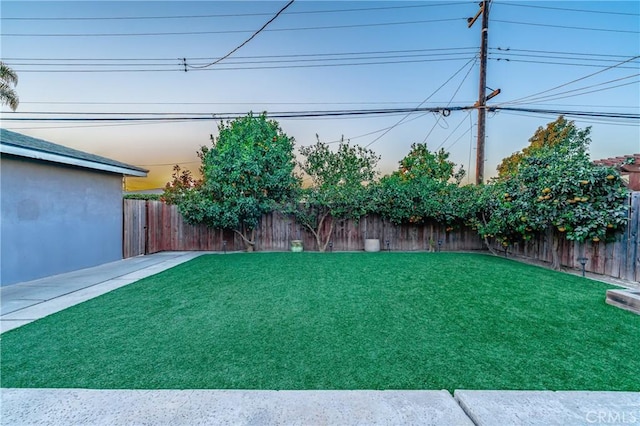 view of yard featuring a fenced backyard