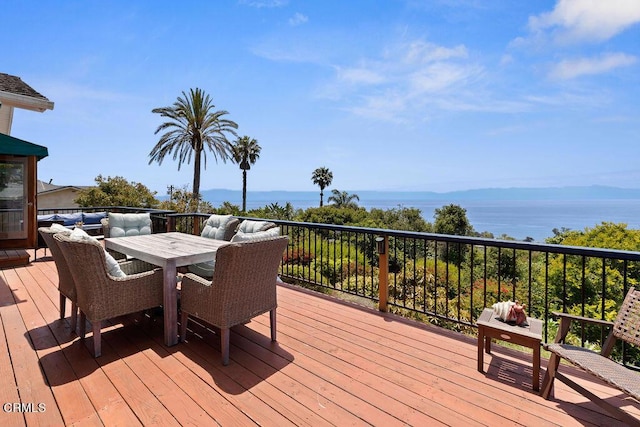 2335 Whitney Ave, Summerland, CA 93067 - deck featuring a water view and outdoor dining area