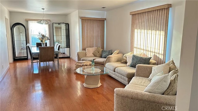 living room with hardwood / wood-style flooring