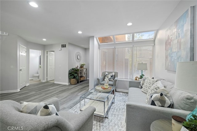 living room featuring wood-type flooring