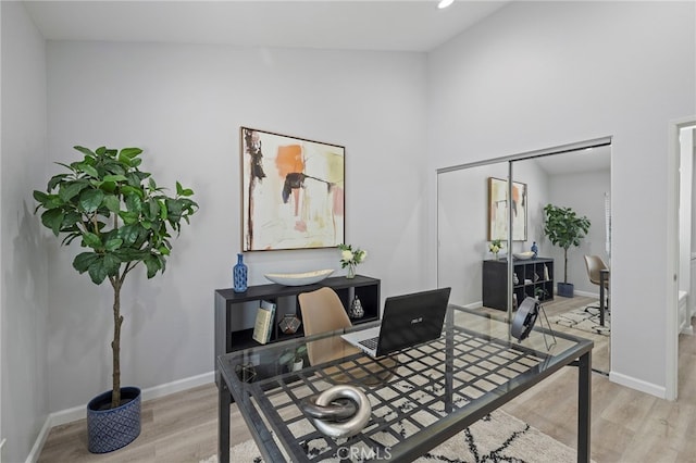 office featuring light wood-type flooring