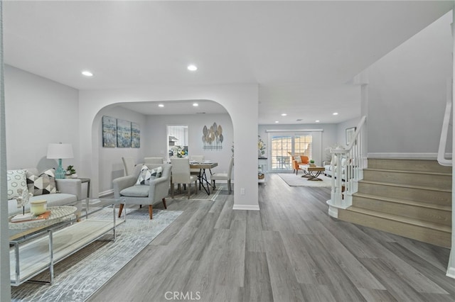 living room featuring light hardwood / wood-style floors