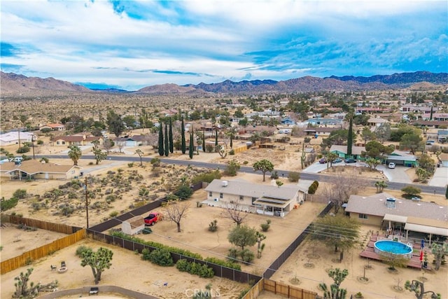 drone / aerial view with a mountain view