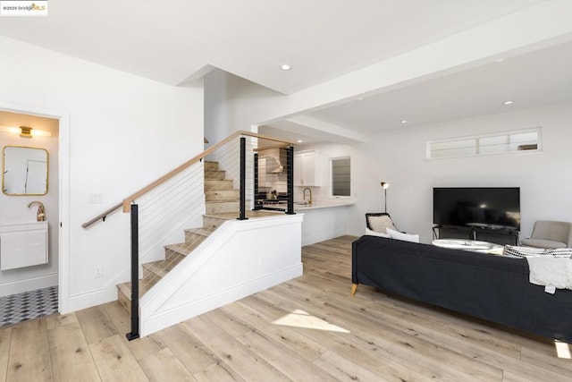 living room with light wood-type flooring