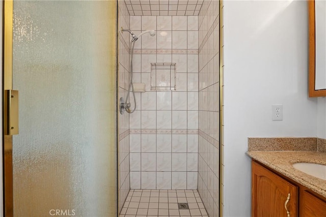 bathroom featuring vanity and walk in shower