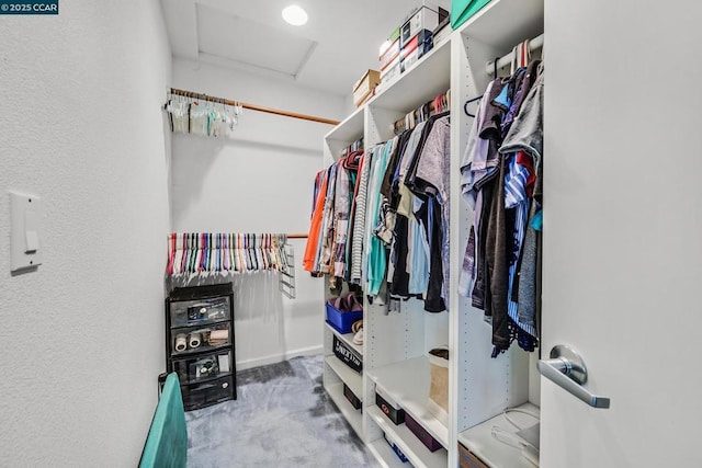 spacious closet with carpet