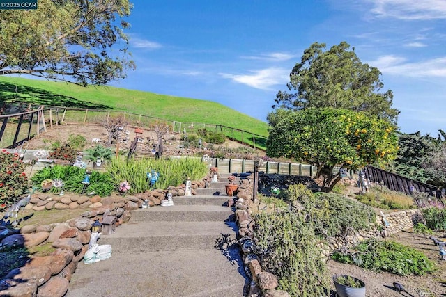 view of yard featuring a rural view