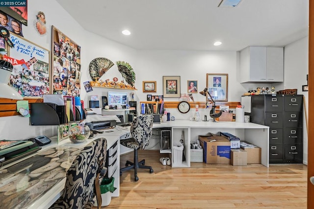 office area featuring light wood-type flooring