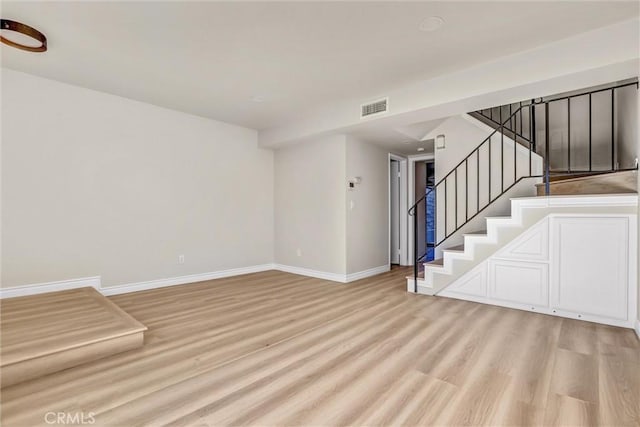 unfurnished living room featuring light wood-type flooring